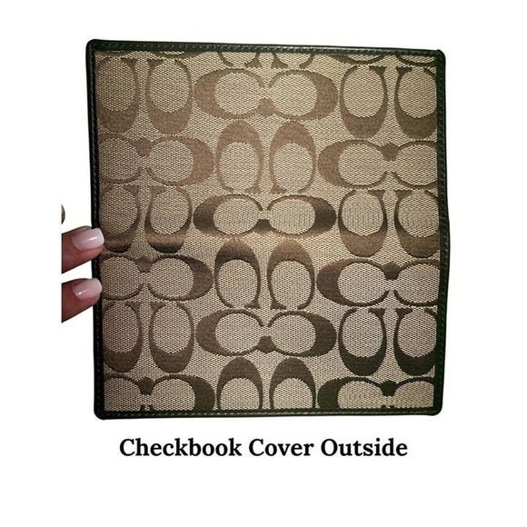 COACH Signature Canvas / Leather Khaki /Brown Trifold Wallet Checkbook F53615 - Picture 7 of 10